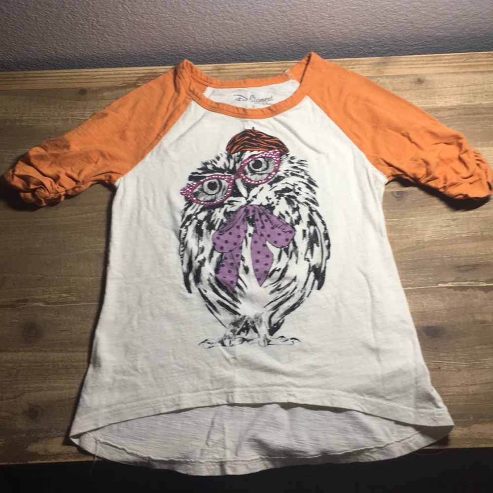Girls owl print Disney Mid sleeve T-shirt